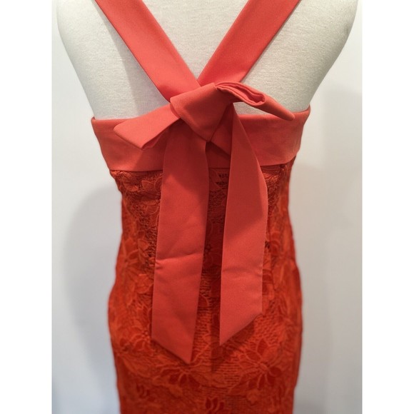 NWT Banana Republic Limited Edition Lace Shift Dress Bow Back Orange Lined Sz 2 - Picture 7 of 8